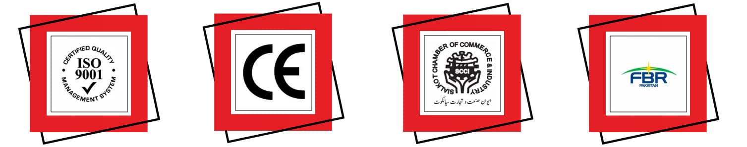 ISO 9001, CE, SCCI and FBR certifications